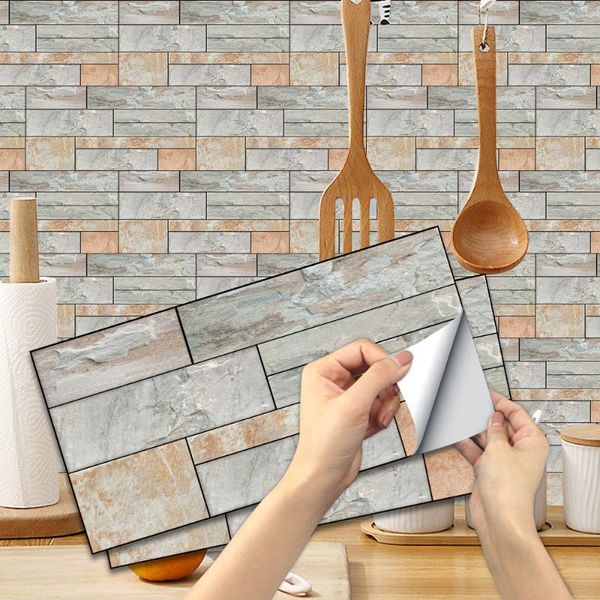 

wall stickers tile kitchen durable self adhesive pvc wallpaper oil proof waterproof sticker for bathroom marble