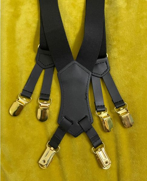 

2022 year new designer fashion suspenders for man and women 3.0 x 115cm six gold clip, Black;white