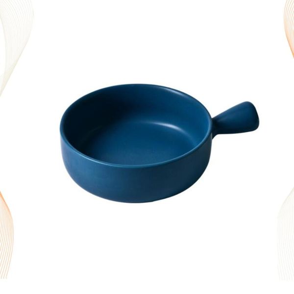 

dishes & plates round ceramics baking plate practical household handle tray fruit salad for home kitchen bakery (blue)
