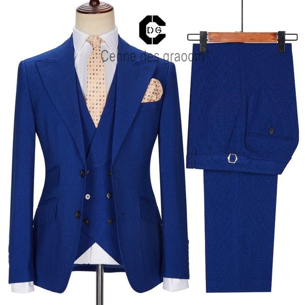 

men's suits & blazers ( jacket + vest pants ) cenne des graoom men tailor-made costume homme casual business formal wedding groom blue, White;black