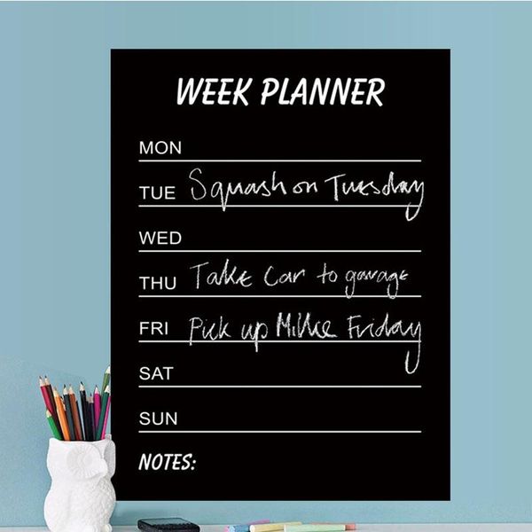 

weekly plan wall sticker with 4pcs chalks removable blackboard calendar decal for home office school l23 stickers
