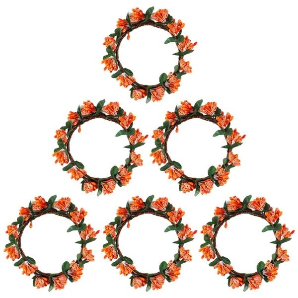 

candle holders h051 6 pieces simulation orange berry wreaths home decoration simulated plant holder ring for christmas thanksgiving