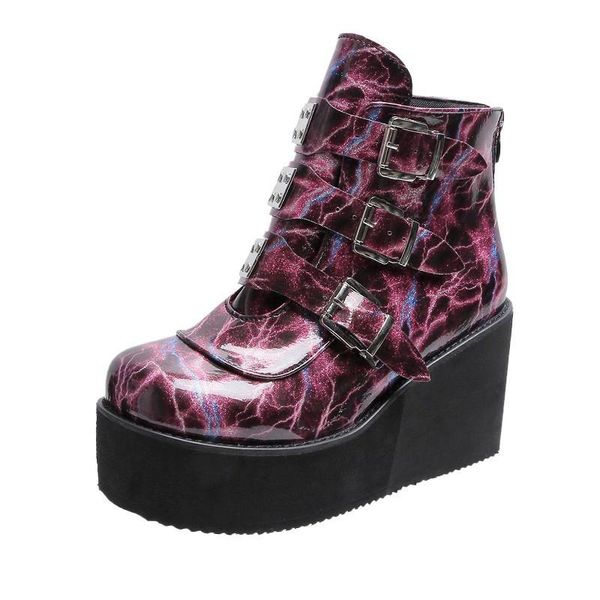 

boots drop women ankle platform goth punk 2021 black high heels ladies shoes plus size 41 42