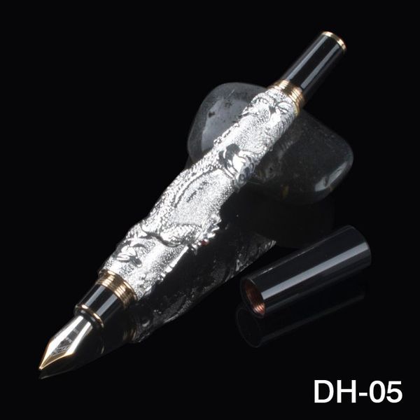 

fountain pens jinhao metal vintage pen, oriental dragon series heavy pen iridium fine nib silver noble collection gift