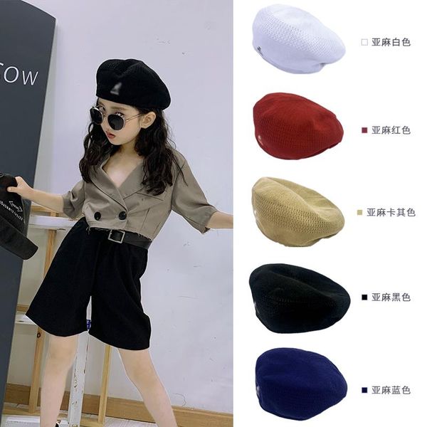 

children's hats 2021 summer mesh hyun-a kim wind ins super fire berets kangaroo caps wild hipsters &, Yellow