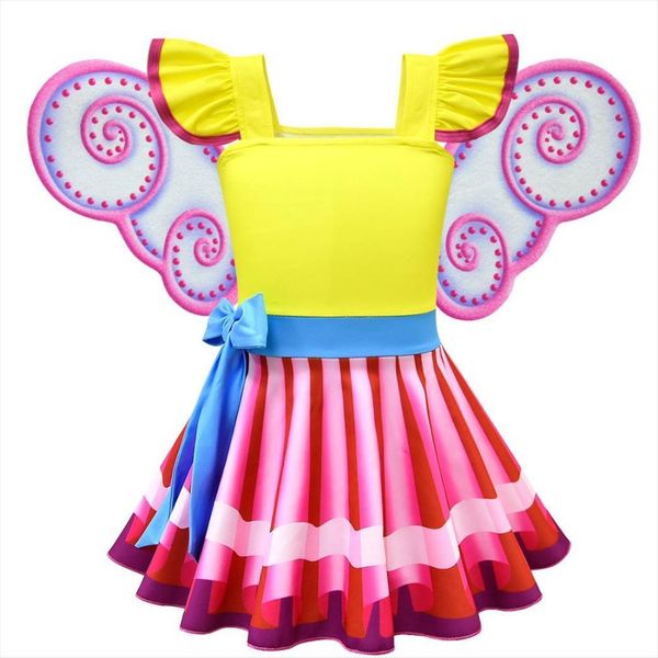 

fancy nancy summer rainbow girl dress party costumes for halloween kids frocks infantil festa clothes birthday robe fille ete, Red;yellow