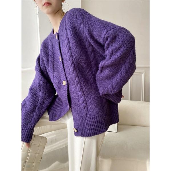 

women's knits & tees retro twist coat thickened sweater wool mohair blended autumn and winter lazy loose thick knitting, White