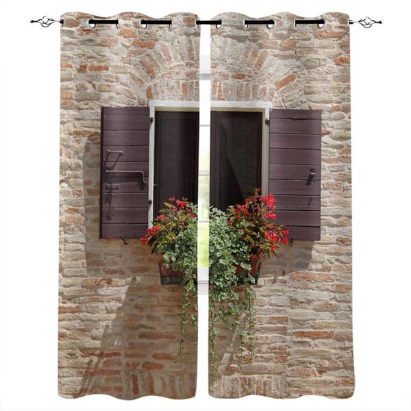 

windows flowers wall wooden board retro style curtains for kids room living window drapes curtain treatments &