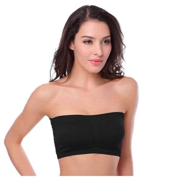 

bustiers & corsets women's strapless bra hollow out back tube soft bralette underwear wire intimates crop lingerie haut f, Black;white