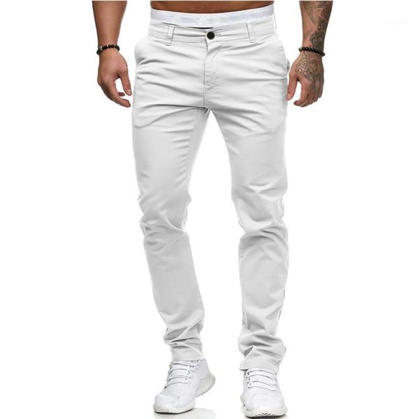 

men's pants casual cotton men trousers solid color slim fit spring autumn classic business, Black