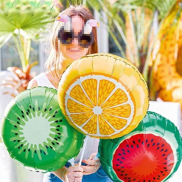 

party decoration 10pcs 18inch fruit foil helium balloon birthday summer hawaiian luau decorations orange inflatable kids toys