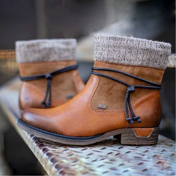 

boots women autumn winter shoes wool thicken ankle casual ladies snow boot suede leather short med heels, Black