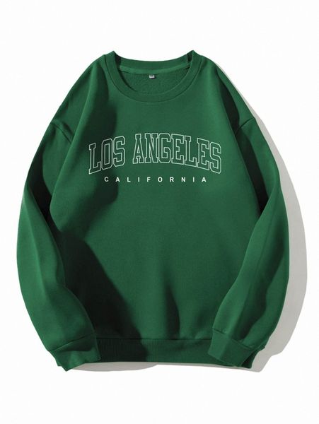 

letter graphic drop shoulder thermal lined sweatshirt h3aw#, White;black