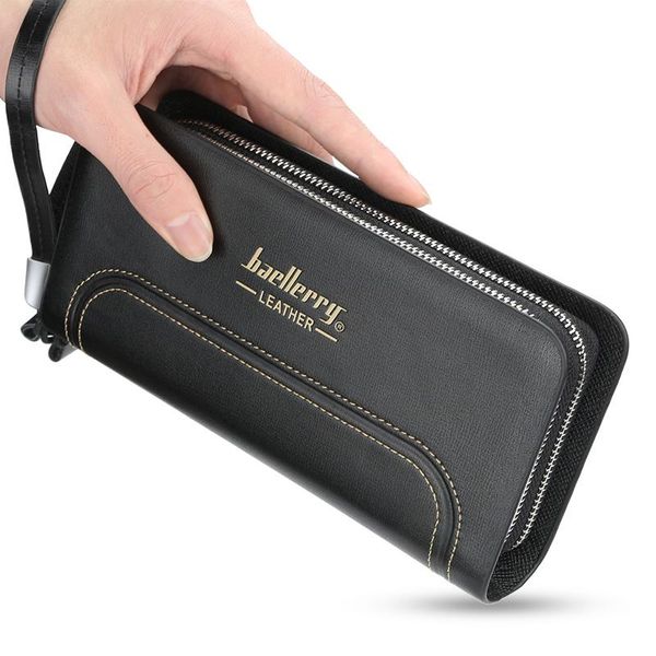 

wallets men's wallet business youth double zipper clutch multi-functional large capacity bag, Red;black