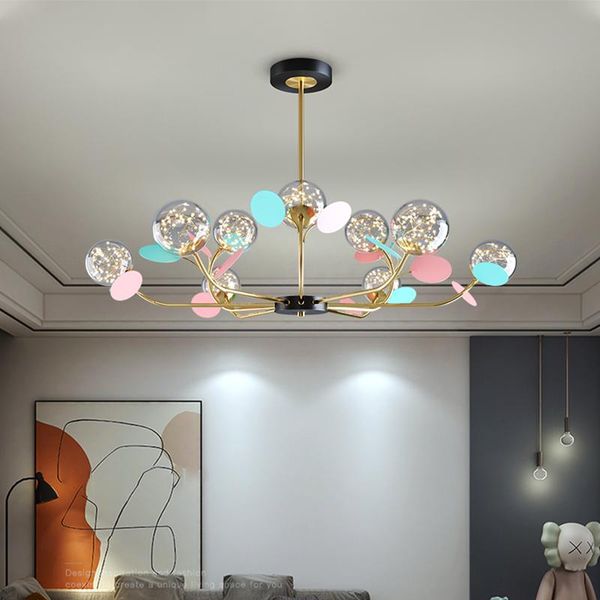

chandeliers nordic branch chandelier for living room/bedroom/dining room modern glass ball hanging light fixture decor leaves suspension