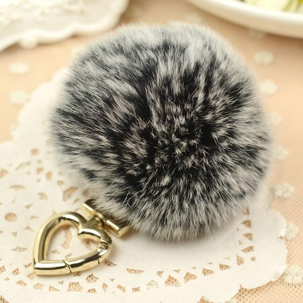 Portachiavi Fluffy Rex Fur Pom Portachiavi 8cm Palla Puff Cuore d'oro Portachiavi Portachiavi Ciondolo Charm Accessorio hardware Regalo