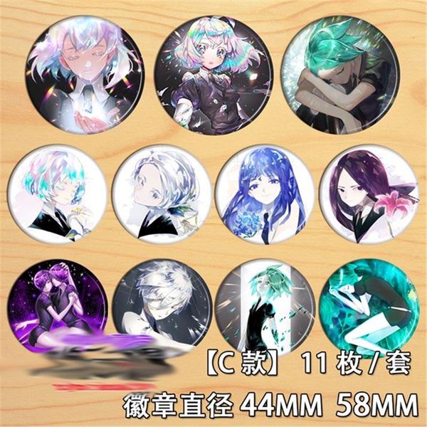 

pins, brooches anime land of the lustrous pin cosplay brooch badge backpack bags collection accessories collectible xmas gifts 11pcs, Gray