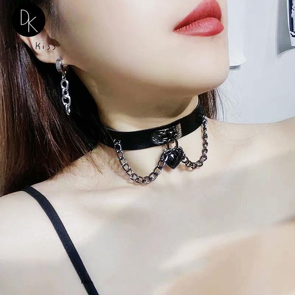 

chains woman girls punk choker collar necklace harajuku retro goth chain female vegan bondage festival jewelry nightclub, Silver