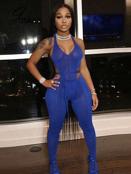 

women's two piece pants joskaa solid mesh backless bodysuit and 2 sets women outfits summer 2021 see-through night club party clothingr, White