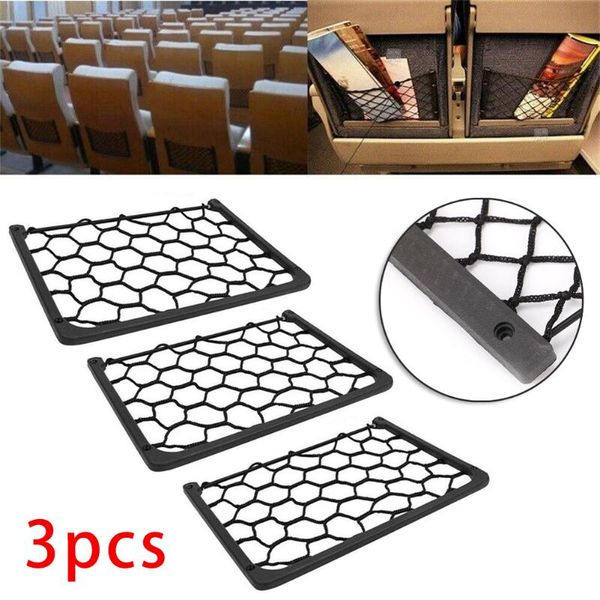 

3pc 32x21cm auto seat back storage mesh bag car organizer net sticking holder pocket trunk interior accessorie
