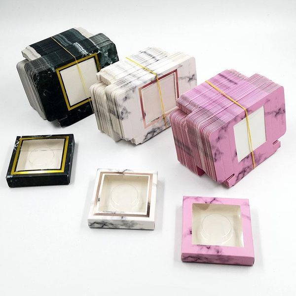 

100pcs wholesale paper eyelash packaging box lashes boxes marble design for 10mm- 25mm mink eyelashes square case11