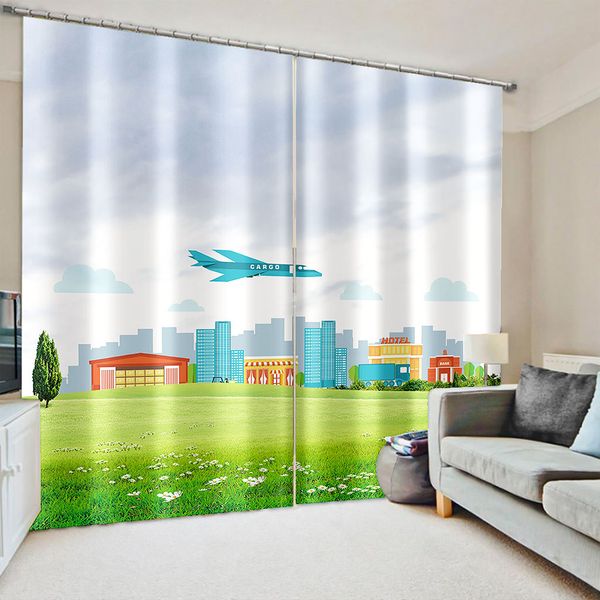 

customized 3d curtain simple and fresh modern green scenery curtains thickened blackout