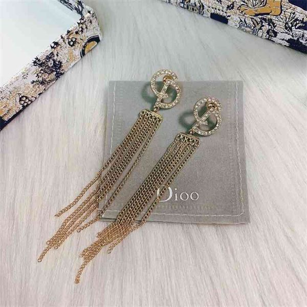 

70% off outlet online new long tassel earrings in spring and summer 2021, Golden