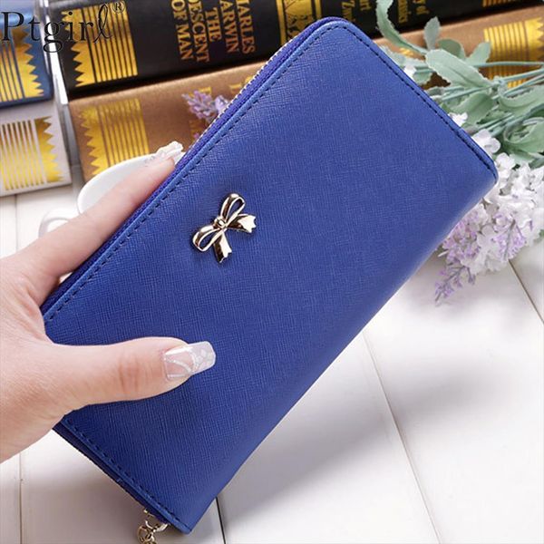 

cards holder wallet ladies cute bowknot women long pure ptgirl wallets porte monaie femme portfel, Red;black