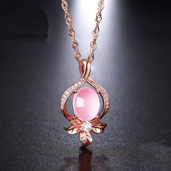 

natural pink jade peach pendant necklace 925 silver fashion jewelry chalcedony amulet gifts for women, Slivery;golden