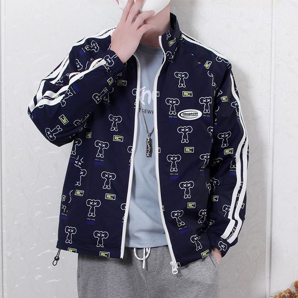 

fashion jacket spring and summer trend personalized thin men's youth leisure brand letter printing slim coat, Black;brown