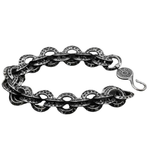 

ch crotalk thai silver retro double circle bracelet fashion personality for men's and women's hand ornaments, Golden;silver
