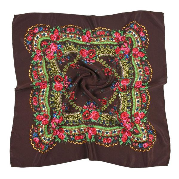 

scarves ethnic style women square scarf russian national shawl hijab head ladies retro floral print bandana foulard handkerchief, Blue;gray