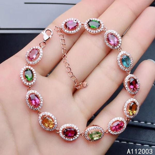 

other bracelets kjjeaxcmy fine jewelry 925 sterling silver inlaid tourmaline women hand bracelet elegant support detection, Golden;silver