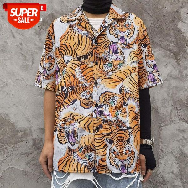 

tkpa street chinese style full print short-sleeved shirt male hip-hop loose casual all-match half-sleeved t-shirt #oj9l, White;black