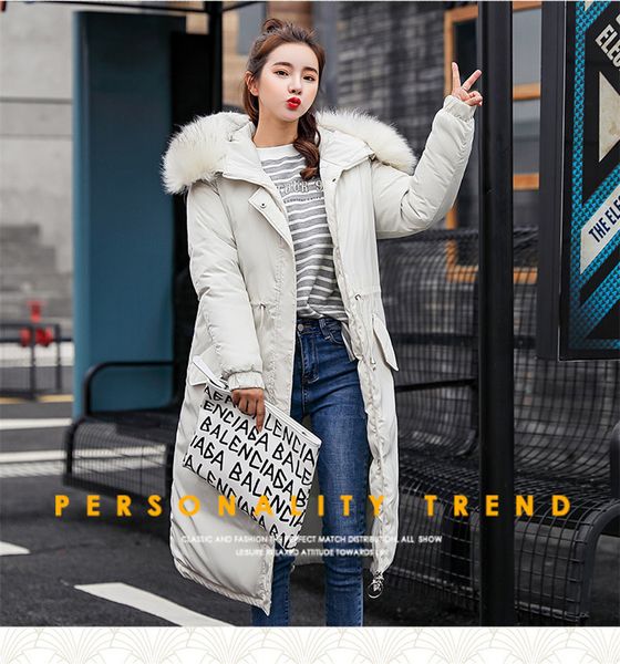 

Women's Down & Parkas Large Fur Winter Jacket Women Warm Fashion Loose Hooded Padded Coat Female Thick Long Outwear JN8171 HXAF, Black