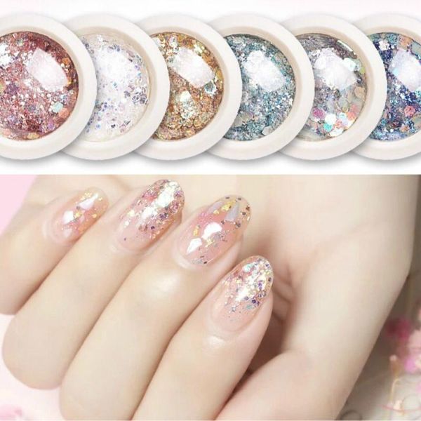 

nail glitter 1box colorful shining art diy guides transfer stickers accessories stage decoration eye garnish sequin, Silver;gold