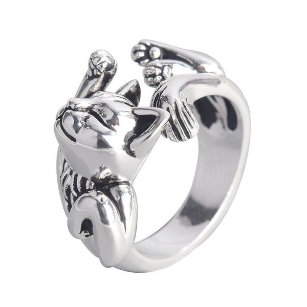 

cluster rings chic cute fortune cat shape women opening silver color dance party finger ring delicate girl gift fashion jewelry, Golden;silver
