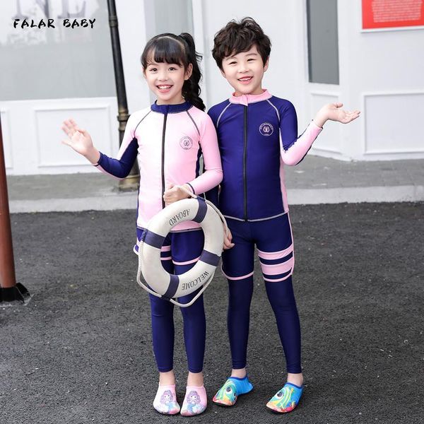 

kids rashguard swimsuit girl boy 3 piece long sleeve wetsuit front zipper pants shorts solid color sport bathing sportsuits 2021 one-pieces, Black