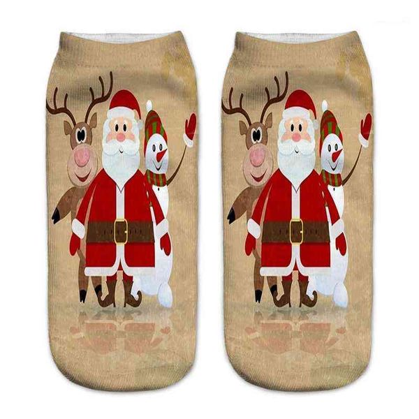 

slippers donna casual hosiery merry christmas print womens sock fashion santa claus milu deer print sock, Black;white