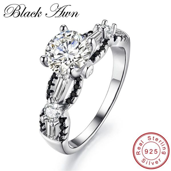 

cluster rings [black awn] 925 sterling silver jewelry trendy wedding for women engagement ring c099, Golden;silver