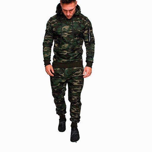 

men's tracksuits camouflage suit autumn running leisure sportswear hoodie outdoor mountaineering and riding, Gray