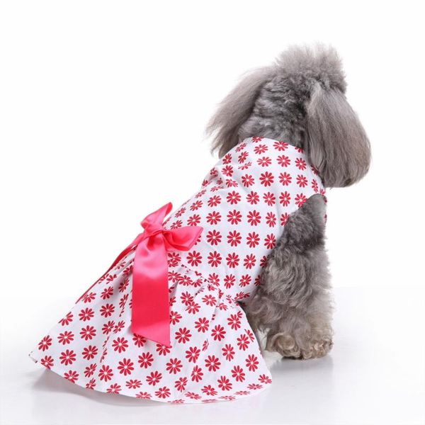 

dog apparel lovely pet puppy cat flower pattern summer dress costume clothes