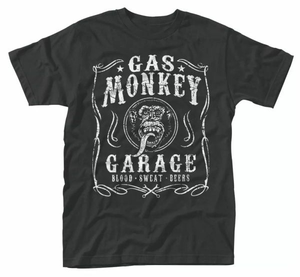 

gas monkey garage t shirt flourish official black mens tee fast n loud, White;black
