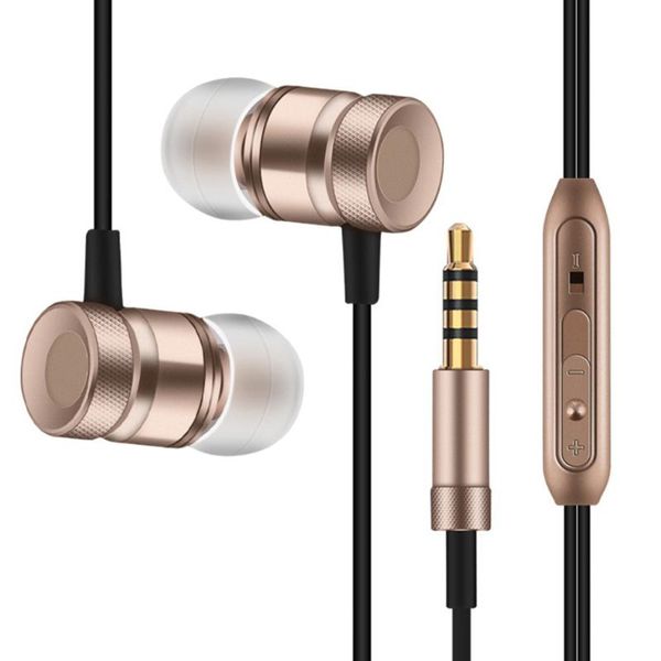 

headphones & earphones 3.5mm port in-ear super bass line control earphone phone aluminum alloy earbuds fashion microphone wired headset