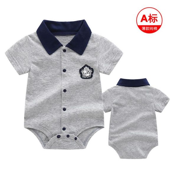 

jumpsuits born gentleman style summer short sleeve rompers cotton baby clothes for boys outfits infantil costume wear, Blue