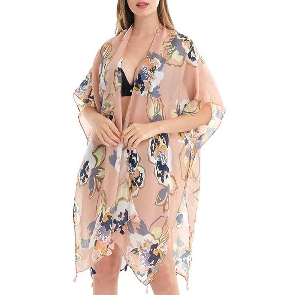 

women's swimwear arrival swimsuit cover ups bohemian asymmetric short sleeve open front semi-sheer split kimono cover-ups, White;black
