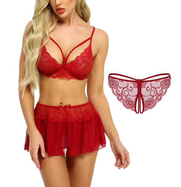 

jeanssleepwear /underwear lace mesh suit women's pajamas, Black;red