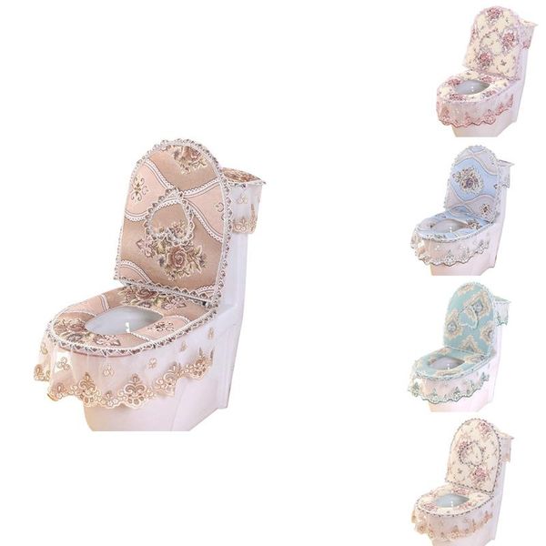

pieces/set european style lace toilet seat cushion household zipper gasket winter u-shaped covers