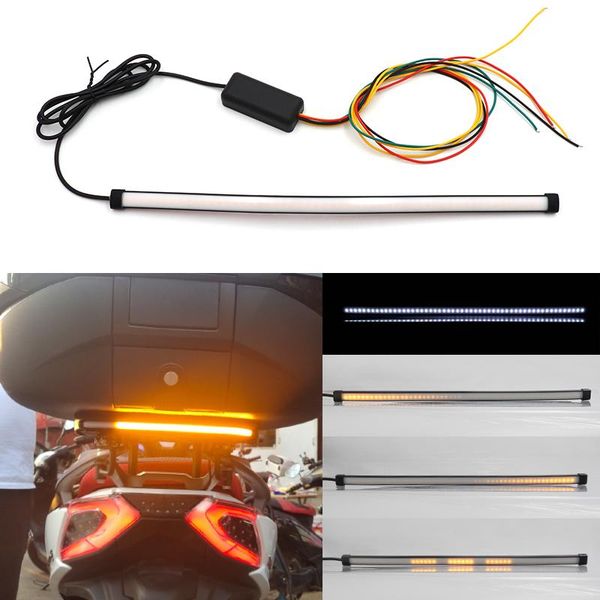 

emergency lights 30cm 45cm motorcycle bike red/white amber led taillights sequential flowing light strip bar turn signal