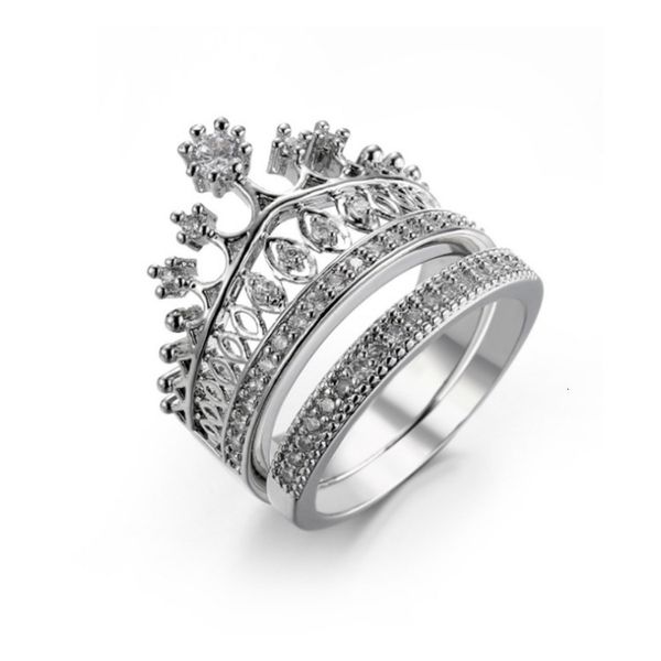 

crown jewelry zircon ring accessories, Slivery;golden
